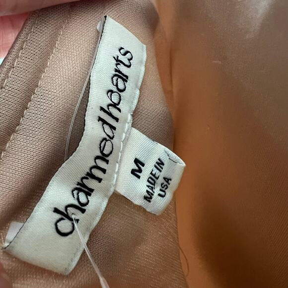 Charmed Hearts Slip Dress Large Womens Feather Trim Satin Party Going Out Chic - Picture 5 of 7